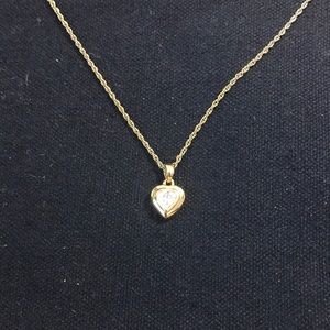 Vintage | Crystal | Heart | Gold Tone | Pendant | Necklace | Approx. 18”